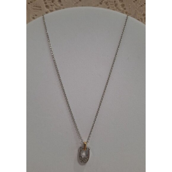 EUC Coach Pave Crystal Signature "C" Silver/Gold-tone Necklace - Picture 1 of 7